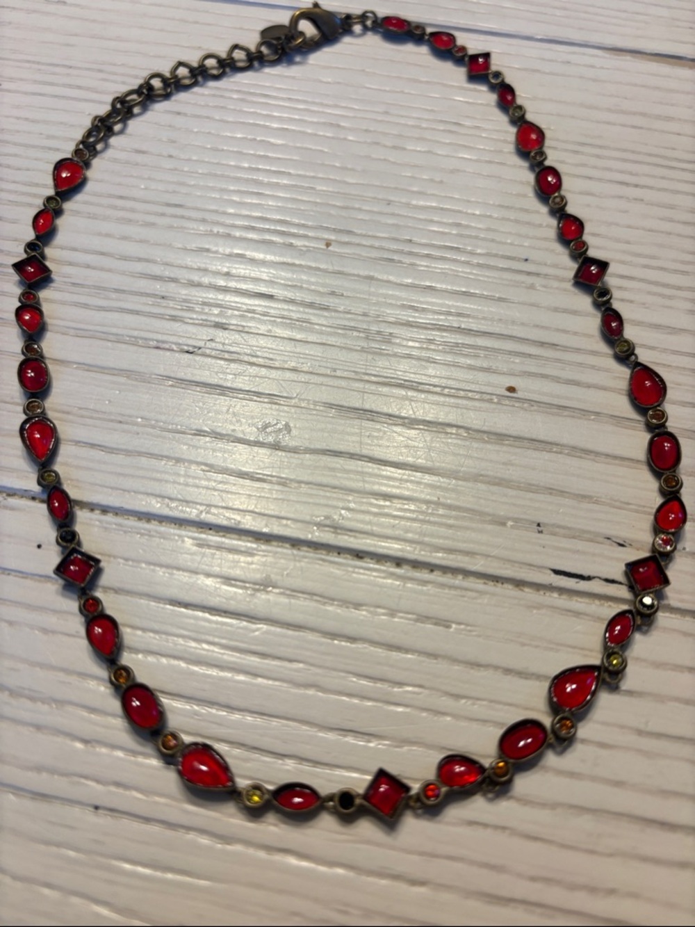 Sorrelli Delicate Red Gemstone-Link Women's Necklace